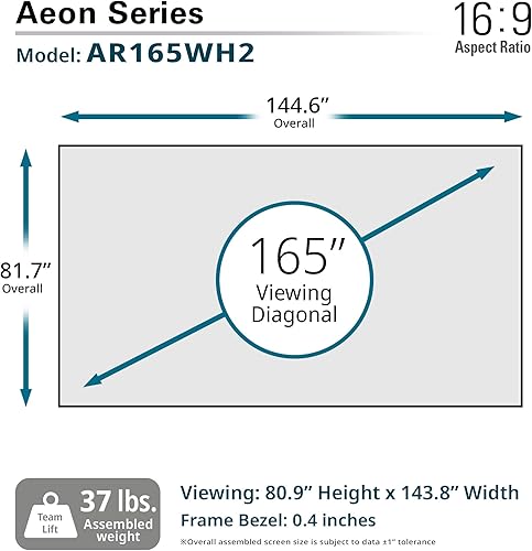 Miniatura 8 de Elite Screens Pantalla de proyector de marco fijo de 165 pulgadas 169, sin bordes 8K4K UHD CineWhite, estándar, corto y compatible con UST, AR165WH2