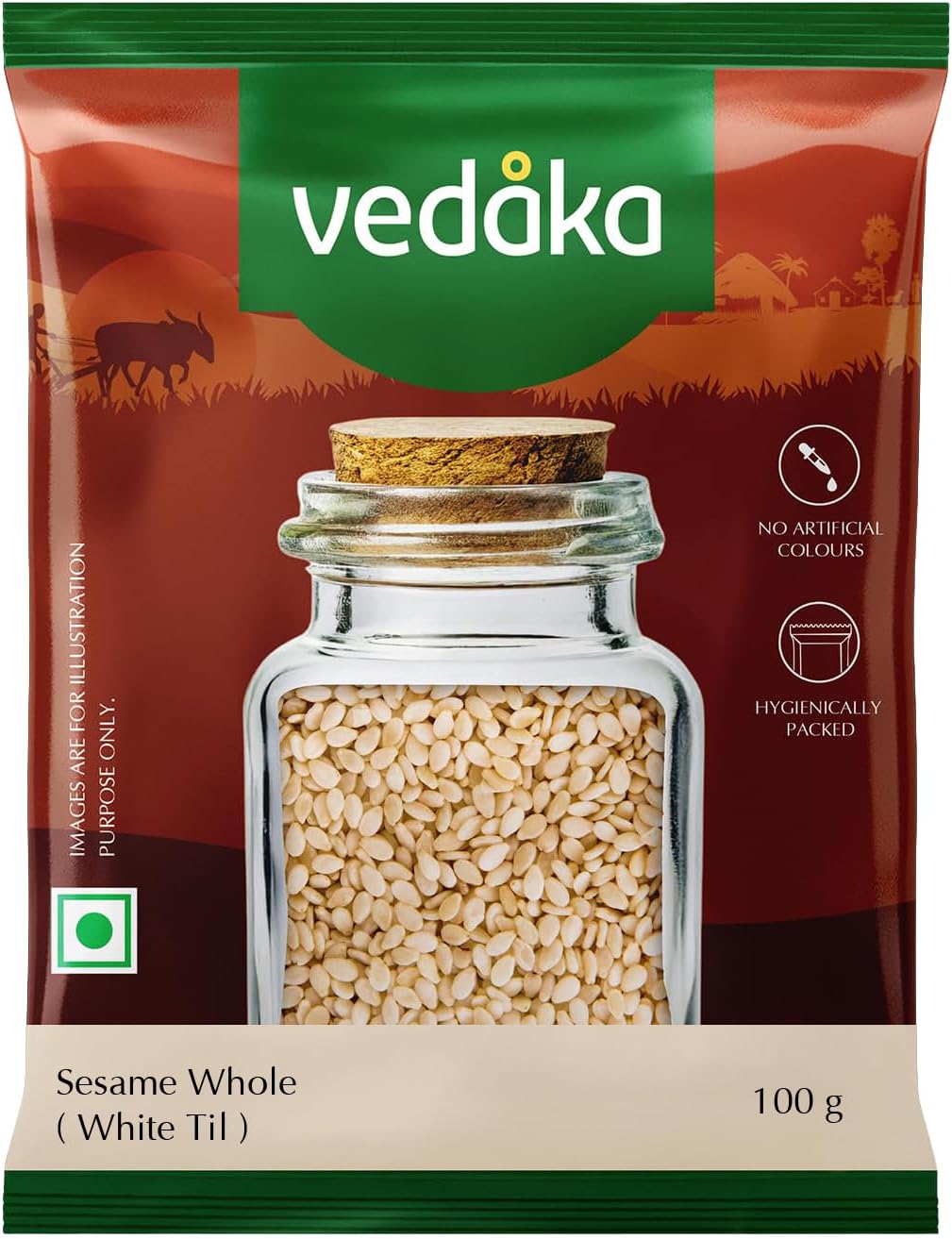 Amazon Brand - Vedaka Sesame | Whole | 100 G | White Til