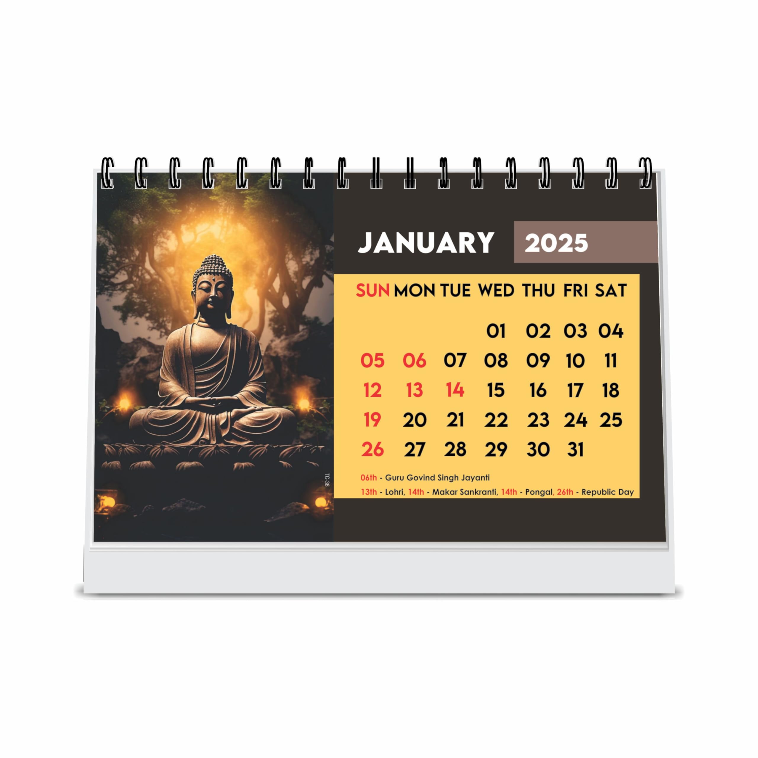 ESCAPER Lord Buddha Calendar 2025 Desk, Buddha Table Calendar 2025