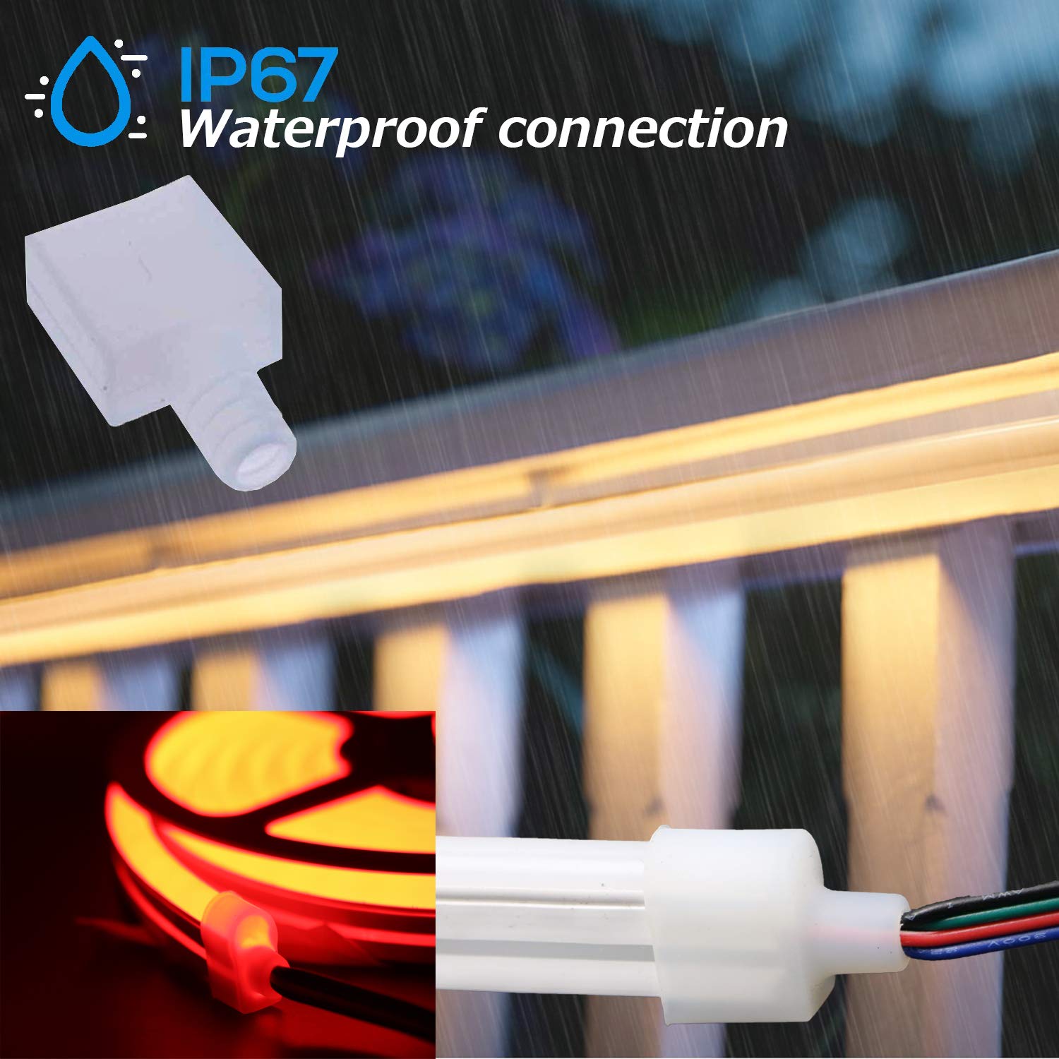 YXHL Neon LED RGB Silicone Light Strip Flexible/Waterproof/Multi-Color/Remote Control for Home/Garden/Architectural Decoration (16.4 FT / 5 Meters, RGB)