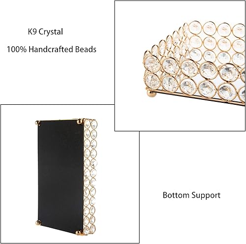 Miniatura 5 de Feyarl Bandeja de perfume de maquillaje de cristal, bandeja decorativa con espejo para el cuidado de la piel para decoración del hogar, tocador,