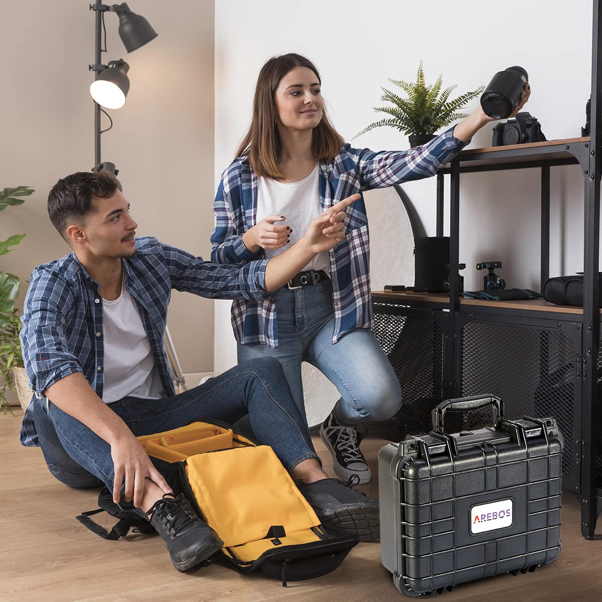 Arebos Maletín rígido para cámara de 15 L/Universal Adaptable, Funda Universal con Inserto para Lentes de cámara y Accesorios/maletín de Armas/inastillable, Resistente al Polvo, Resistente a la