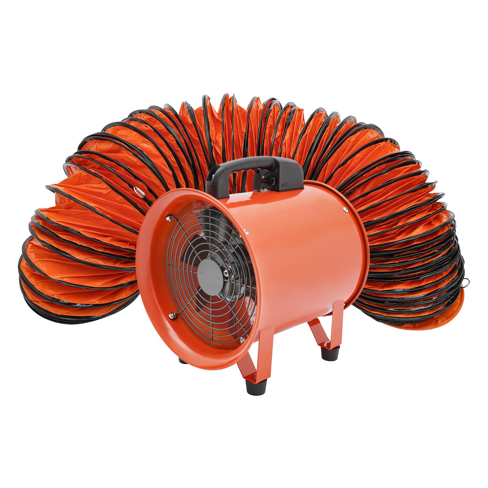 Rohrventilator Gebläse Bauventilator Axialgebläse Industrielüfter Tragbares Gebläse mit 10m Kanalschlauch Baulüfter Industrieventilator für Fabriken, Bauernhöfe ø250mm 3300rpm 43m³/min