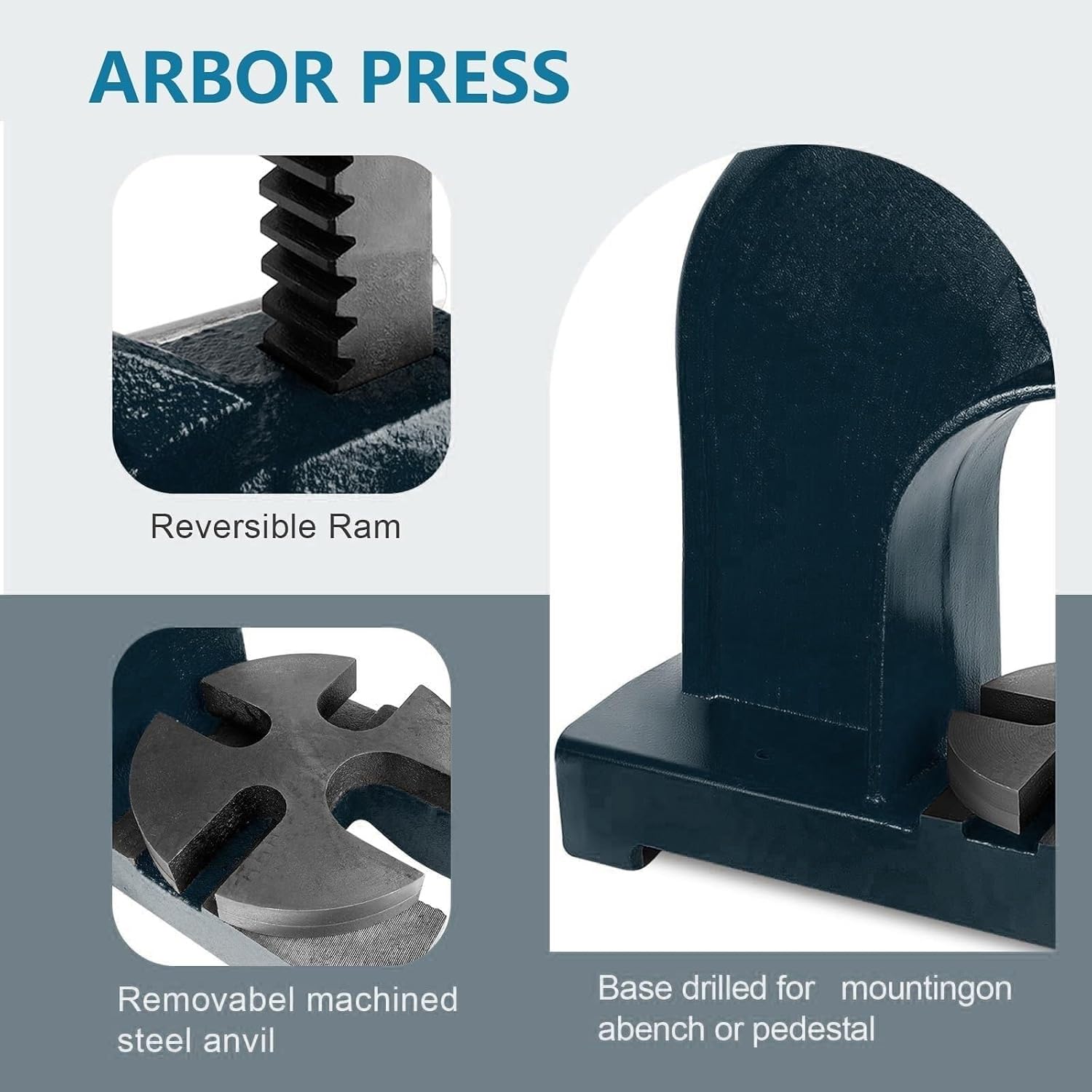 Desktop Arbor Press Heavy Duty Portable Arbor Press Adjustable Height for Stamping Bending Stretching Forming(1 Ton)