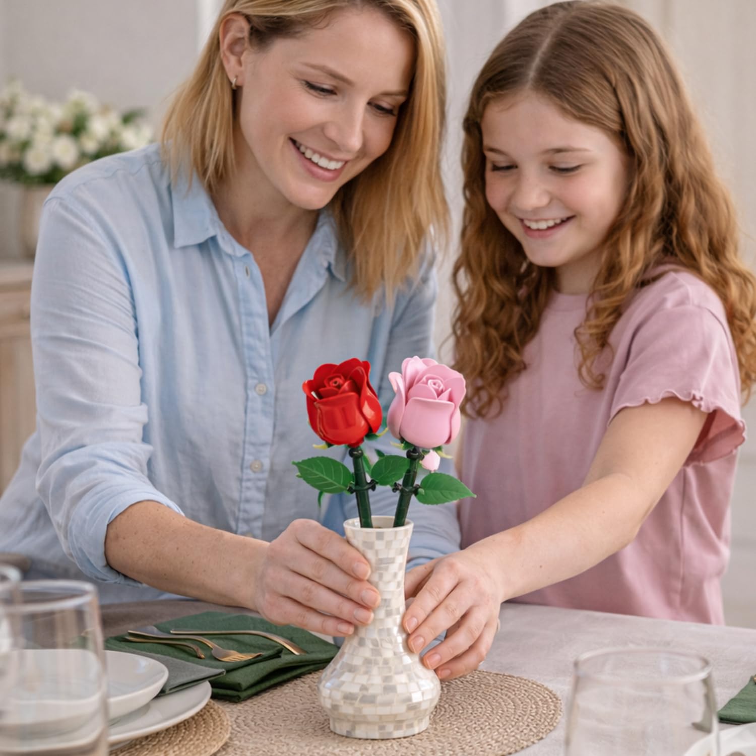 Flowers Rosa 3D para Construir, Set de Construcción de 50 Piezas, Flor Decorativa para Ensamblar, 4 Colores Surtidos, Juego Creativo para Mayores de 6 Años (Modelo Aleatorio) - 3
