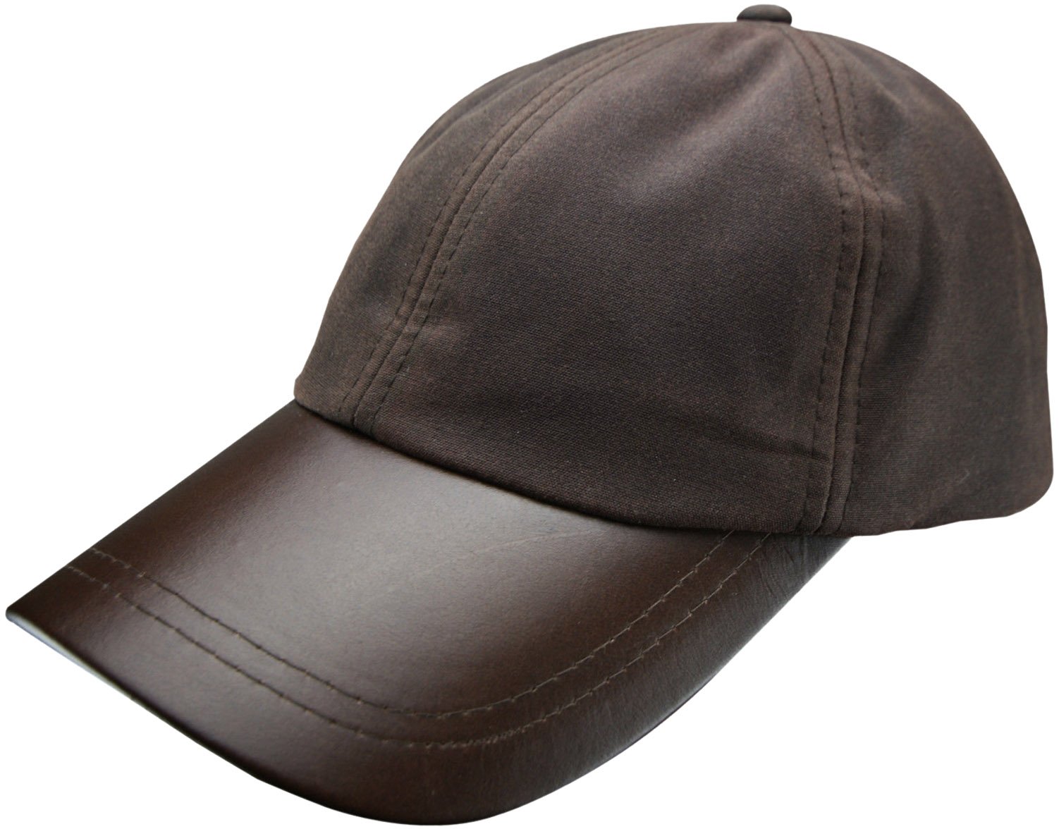 Coolandnew Brown Leather Skip Wax Baseball Cap