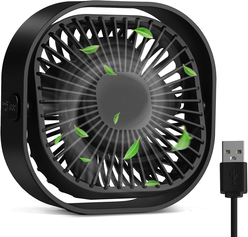 4 Inch Small USB Desk Fan, 3-Speed & 360°Rotatable Cooling Fan | USB-Powered Desktop Fan for Home Office Bedroom Dorm Indoor Outdoor Summer Gift