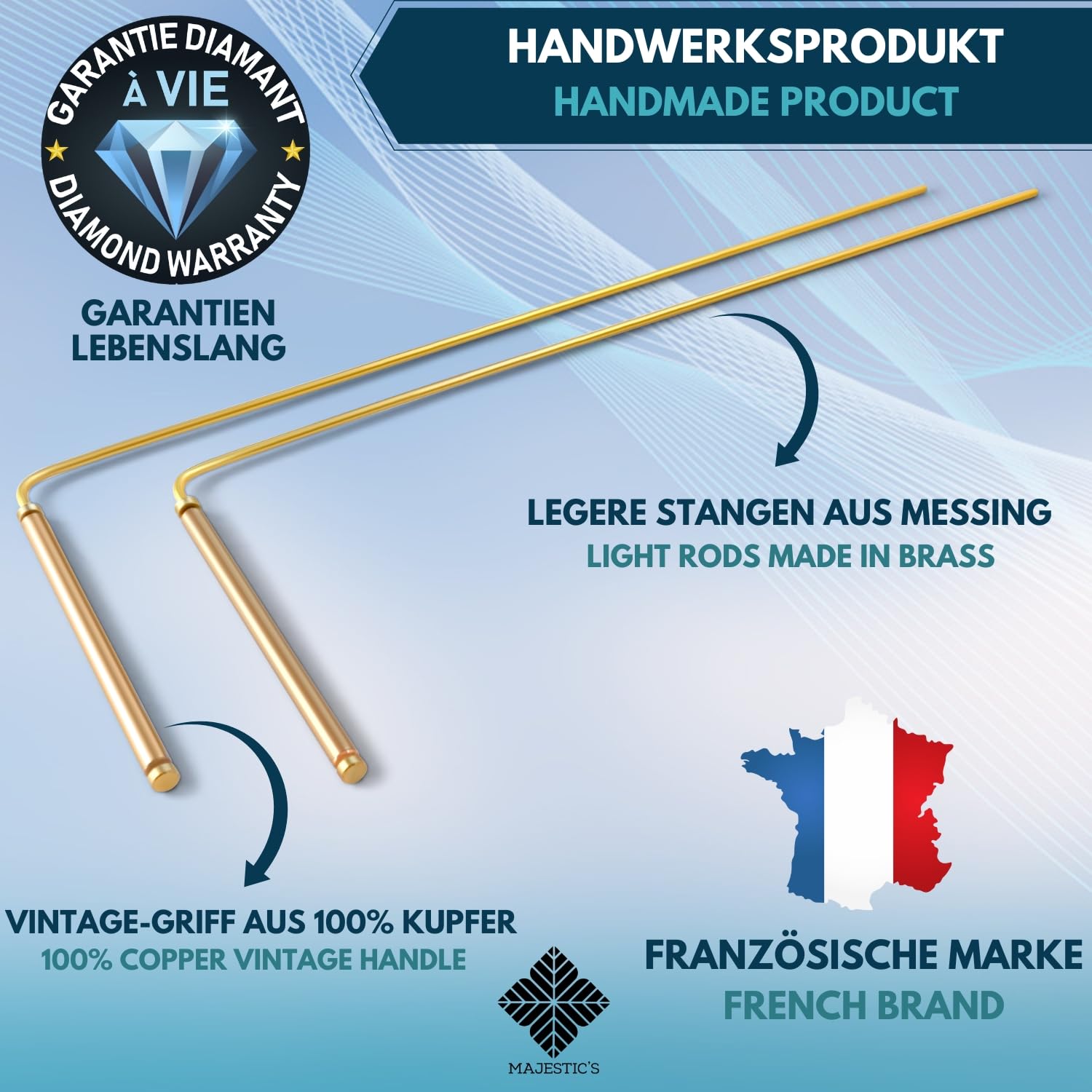Wünschelrute messing und kupfer PREMIUM/Radiästhesie dowsing rods - Wasseradern aufspüren