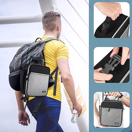 Miniatura 6 de Lonchera duradera con aislamiento térmico y reutilizable para adultos, lonchera duradera y reutilizable para adultos (negro y gris claro)