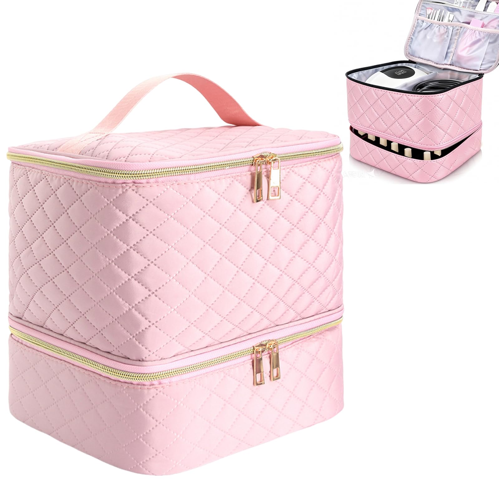 Rangement Vernis a Ongle Vernis Semi Permanent,Double Couche Rangement Onglerie pour 30 Flacons de Vernis à Ongles et Lampe à Ongles LED et De Technologie des