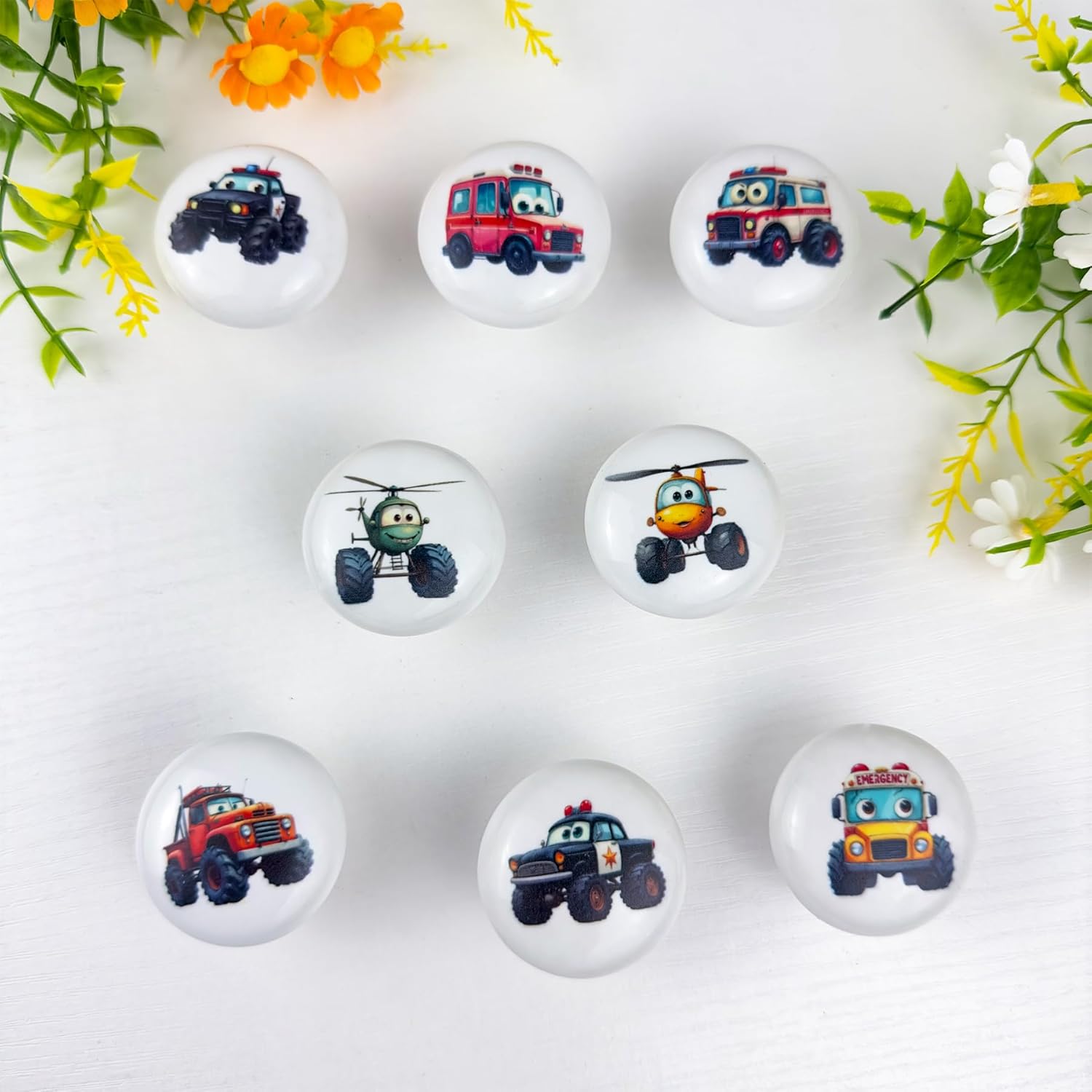 1.5" 8PCS Ceramic Boy Kids Nursery Vehicles Car Plane Cupboard Cabinet Furniture Dresser Drawer Knobs/Pulls