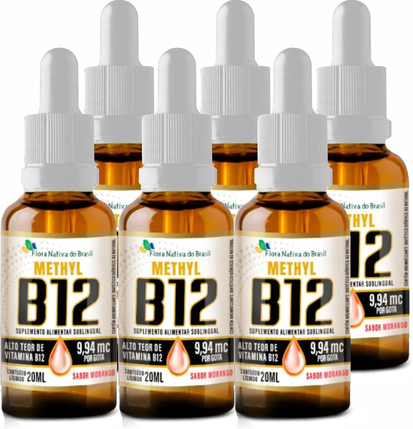 Kit Com 6 Vitamina B12 Sublingual (Metilcobalamina) 20ml - Flora Nativa ...