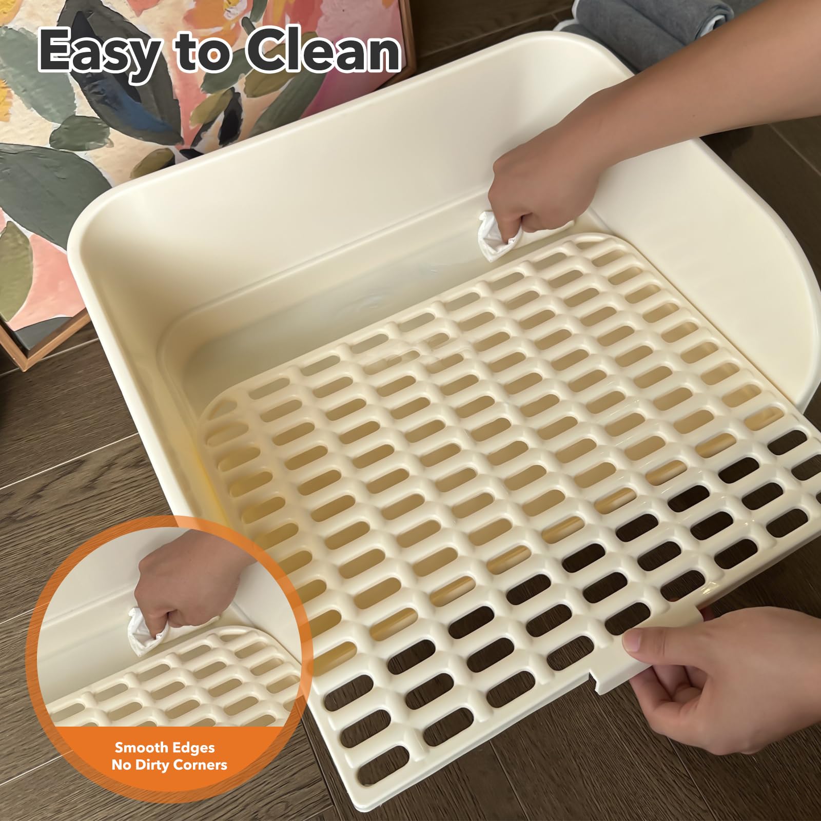 Rabbit Litter Box - Extra Large Bunny Litter Box, Easy to Clean and Disassemble, Prevents Odors and Stains. Pet Training Toilet Pan for Guinea Pig, Ferret, Hamster, Chinchilla - image 8