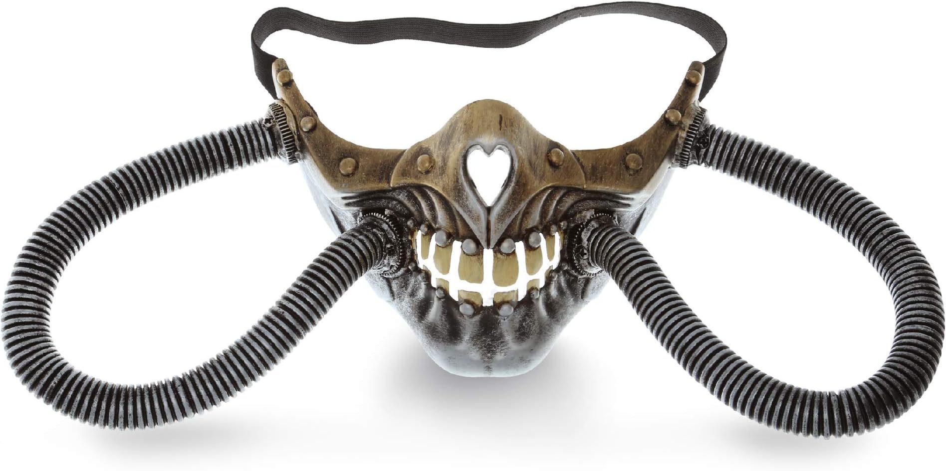 Steampunk Metallic Silver Half Skull Face Mask - Halloween Half Mask for Men and Women for Cosplay, Halloween, Masquerade Balls, and Themed Party Wear