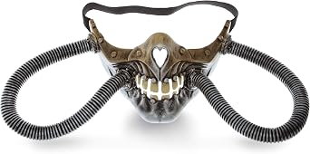 Steampunk Metallic Silver Half Skull Face Mask - Halloween Half Mask for Men and Women for Cosplay, Halloween, Masquerade Balls, and Themed Party Wear