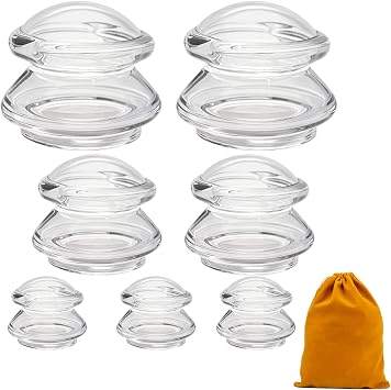 7pcs Cupping Therapy Set-Professional Silicone Cupping, Suitable for Facial Body Massage/Deep Myofascial Release/Pain Relief/Muscle Relaxation & More Clear,7pcs