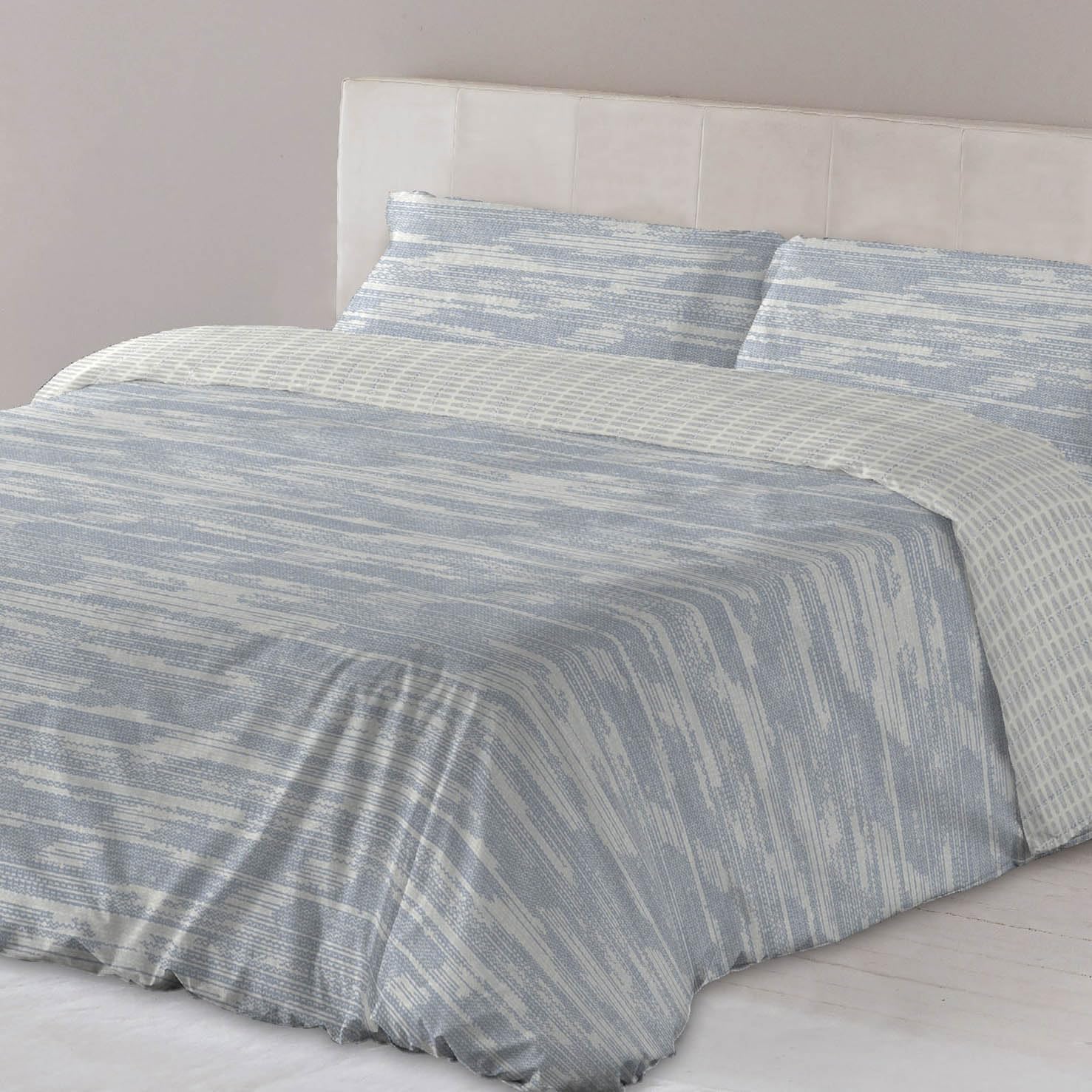 Funda Nórdica Cama 150, 2 Funda de Almohada, Estampada, Reversible, Colcha Sábana, Invierno Nórdico, Juego de Ropa Cama Moteado Azul 150