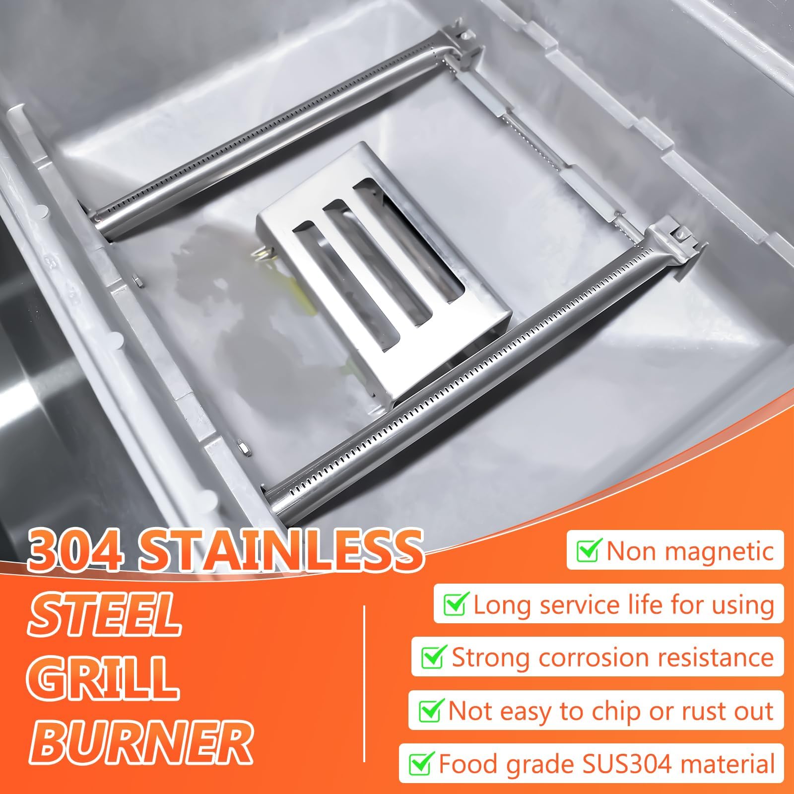 GFTIME 45,7CM Tube de rechange pour brûleur de gril pour Weber Spirit 200 Series,Spirit E210 S210 E220 S220 Gas Grill, 18" Pièces de brûleur en acier inoxydable pour Weber 69785 (avec commandes avant)
