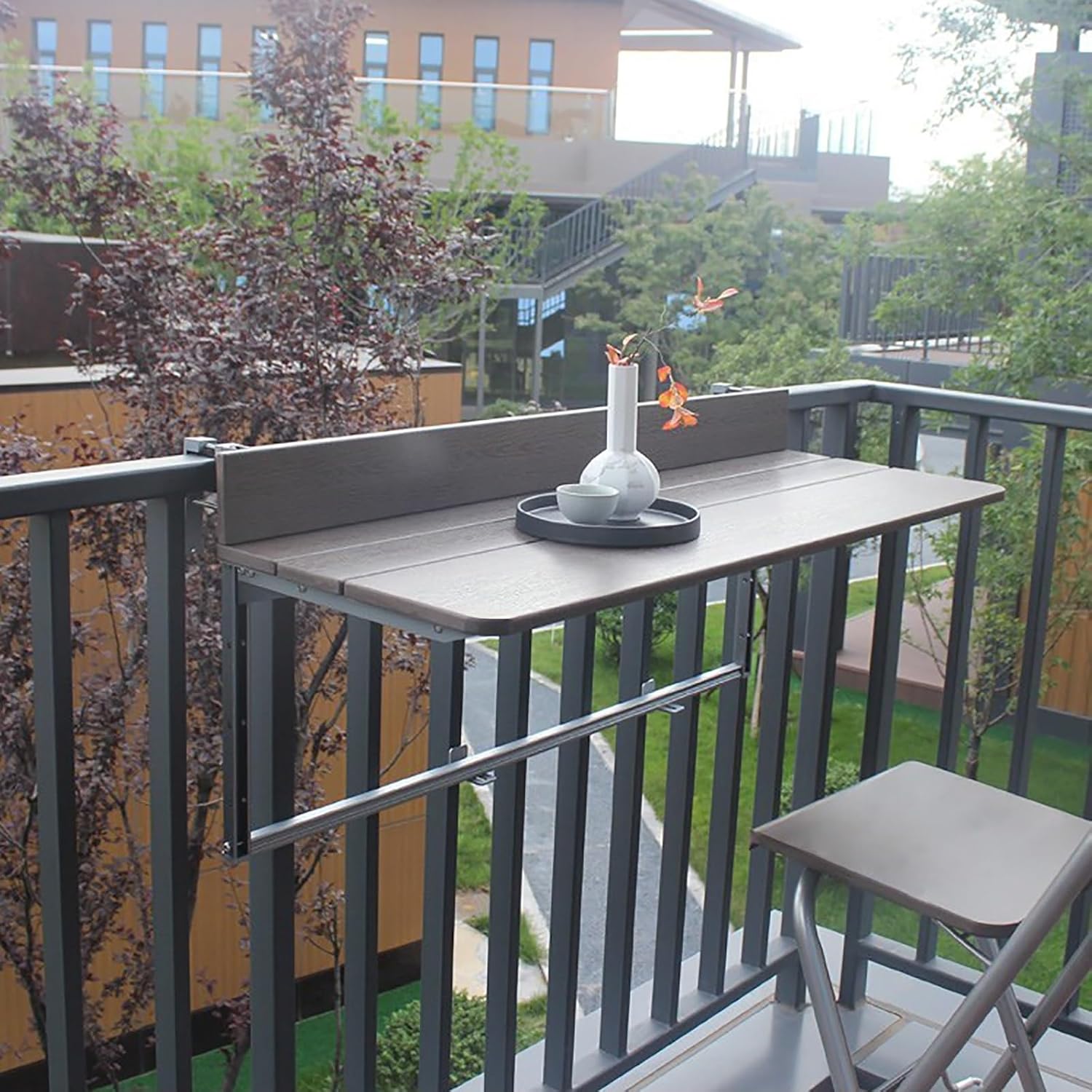 Amazon.com: Outdoor Balcony Railing Side Table, Adjustable Balcony ...