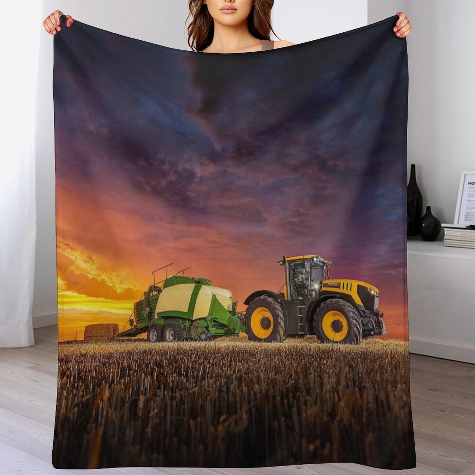 Couverture tracteur flannel douce chaude lavable grand plaid lit et canapé