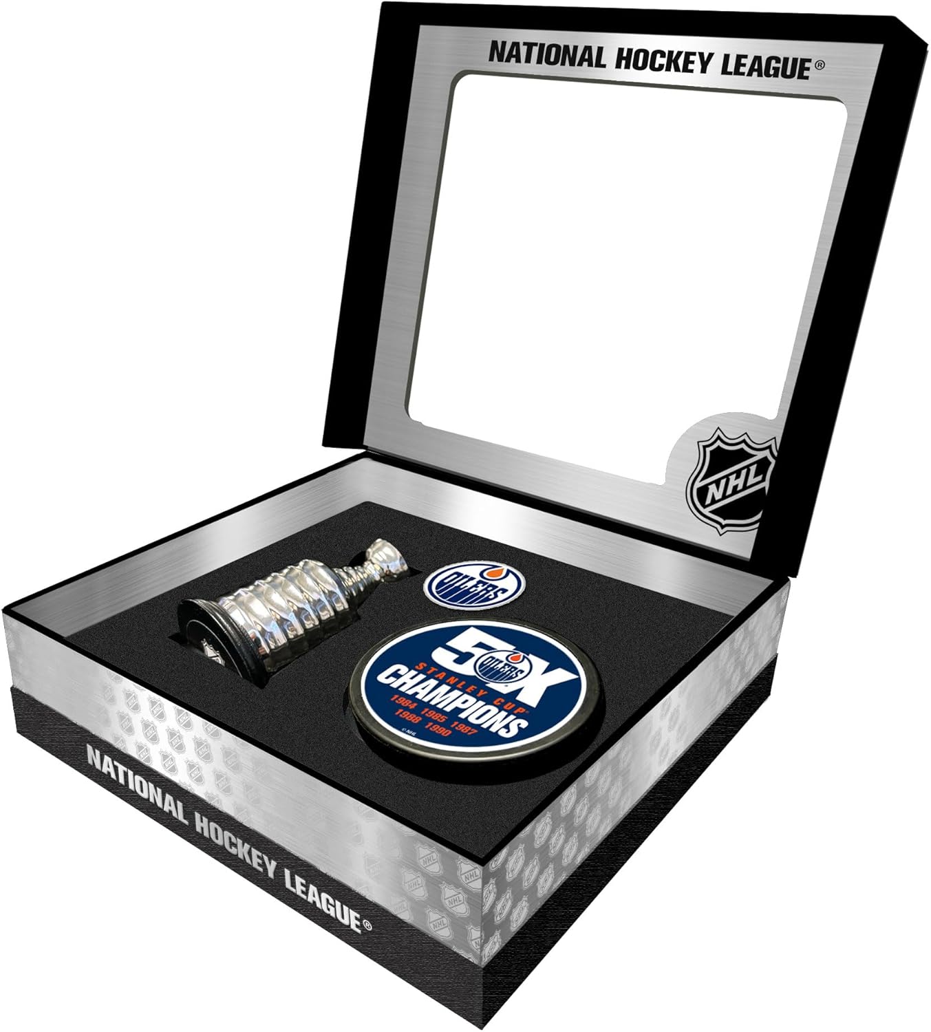 Sports Decor Edmonton Oilers Stanley Cup Champs Puck + Replica Cup Gift Box Set