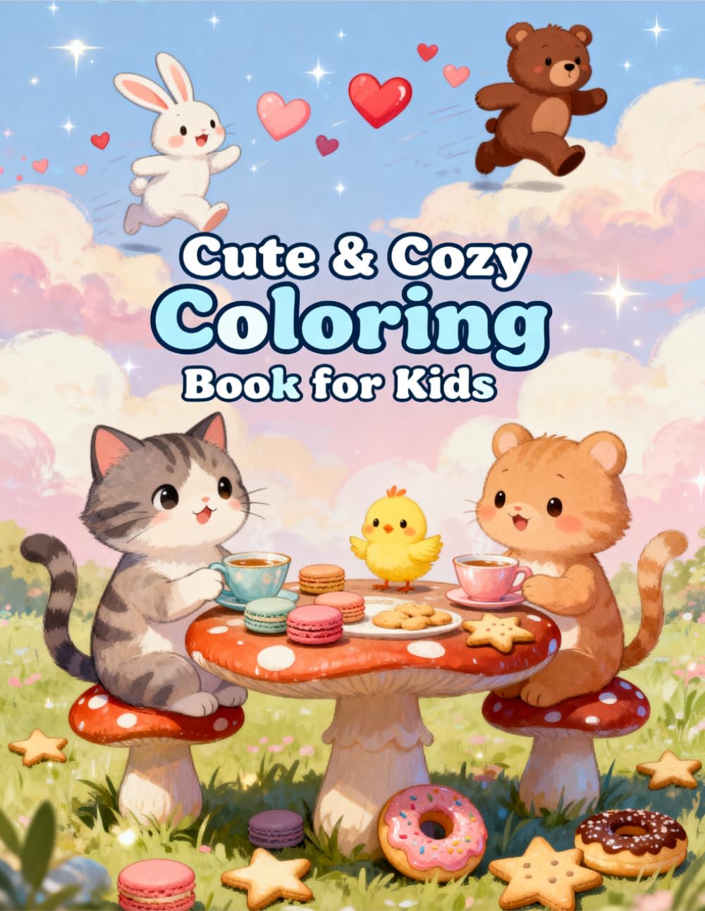 Cute & Cozy Coloring Book for Kids: Adorable Animal Friends, Sweet Treats, and Fun Simple Designs for Creative Relaxation and Happy Coloring Time