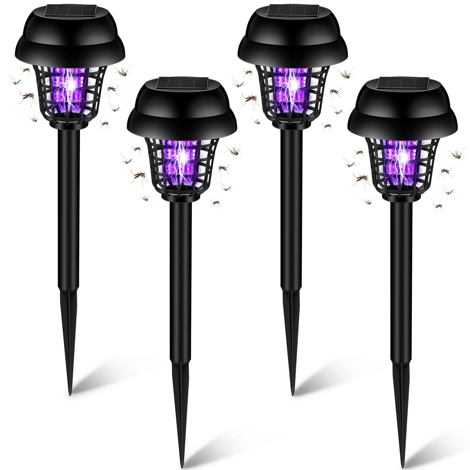 Photo 1 of Qualirey 4 Pcs Solar Bug Zapper Waterproof Outdoor Mosquito Zapper Mosquito Killer and Lighting Bug Repellent Lamp for Indoor Outdoor Use Garden Patio (Vintage Black,Plastic)