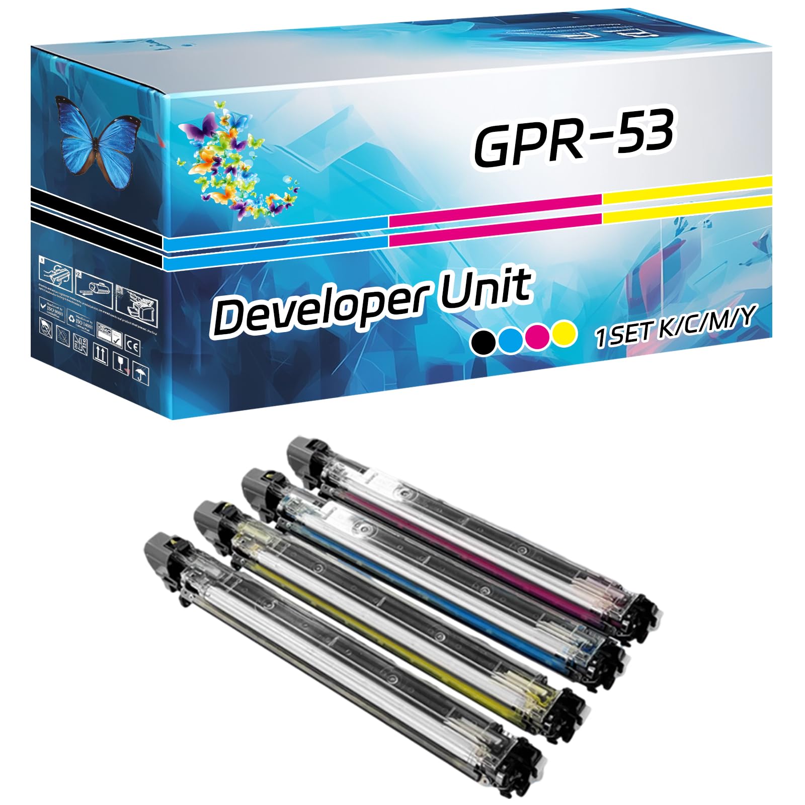 GPR-53 Developer Unit Compatible for Canon imageRUNNER Advance C3325i C3330i C3525i C3525i II C3525i III Printers, High Yield 240000 Pages, with Chip High-Definition Printing (4-Pack BK/C/M/Y)