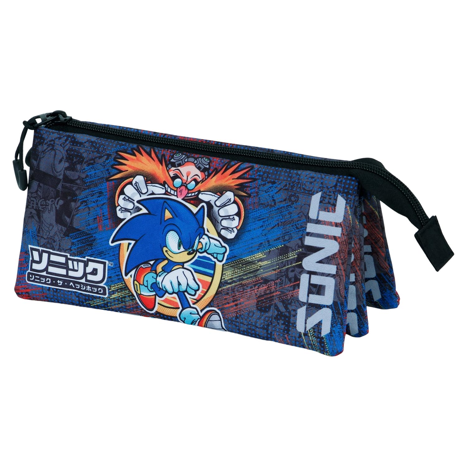 Sonic The Hedgehog - SEGA Sega-Sonic Checkpoint-Portatodo Triple FAN 2.0, Azul, 23 x 11 cm