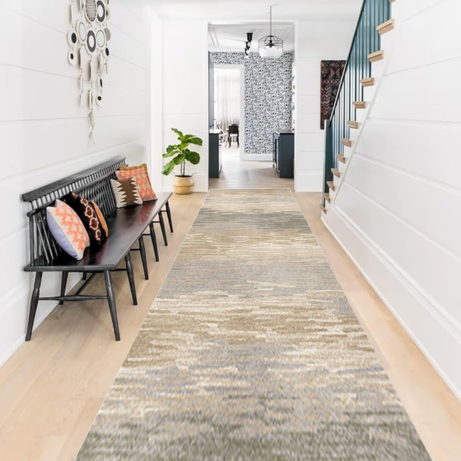 Whnoorher One Color Long Carpet Runner Rug For Kitchen Hall Stairs Corridor 100Cm 150Cm 2M 250Cm 300Cm 4M 5M 600Cm Modern Pattern Strip Runner Rug, Washable Door Mats(120×600Cm/3.9Ft×19.7Ft)