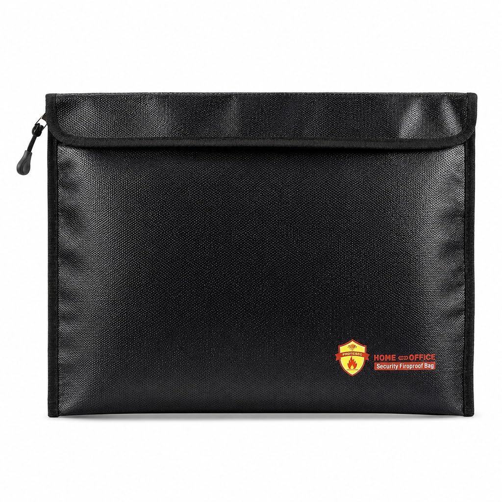 1 Pack Fireproof Document Bag, Waterproof Fireproof Money Bag, Multi Layer Protection, Large Capacity for Cash Documents Home Office Travel, Black-image-33