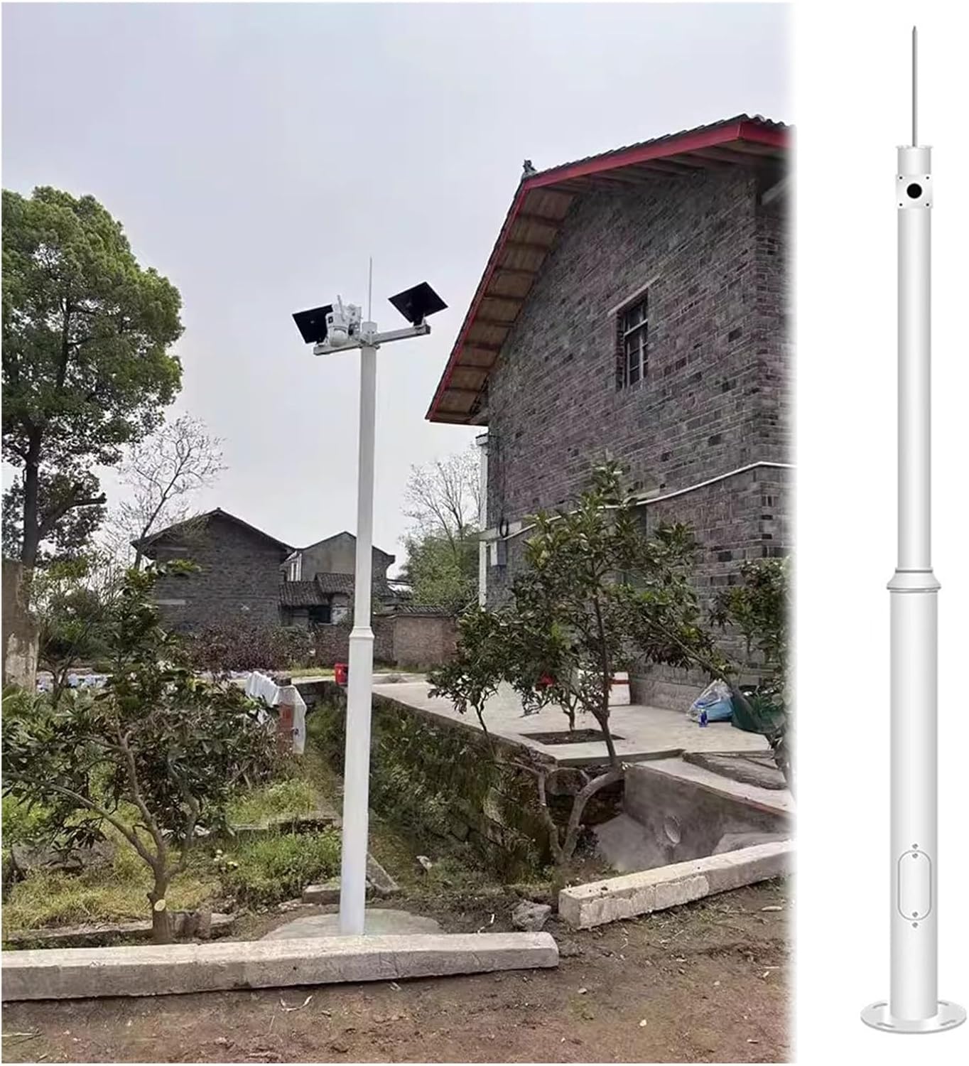 Outdoor Security Camera Pole, Adjustable 9.8ft Universal Holder for Front Door Monitoring, 2-3 Section Durable Post for Home Surveillance, Weather-Resistant Design