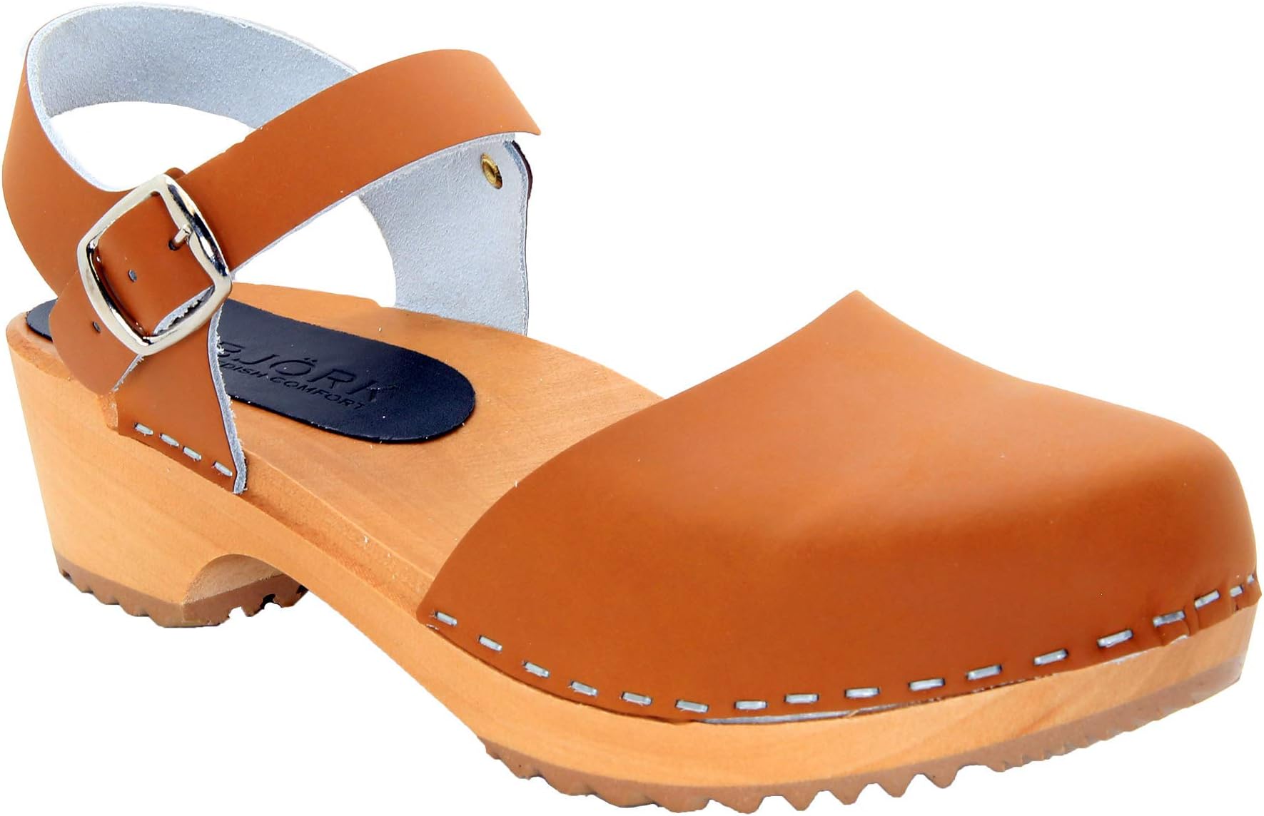 BJORK Swedish ComfortBjork Alma Low-Heel Wooden Swedish Clog Sandals