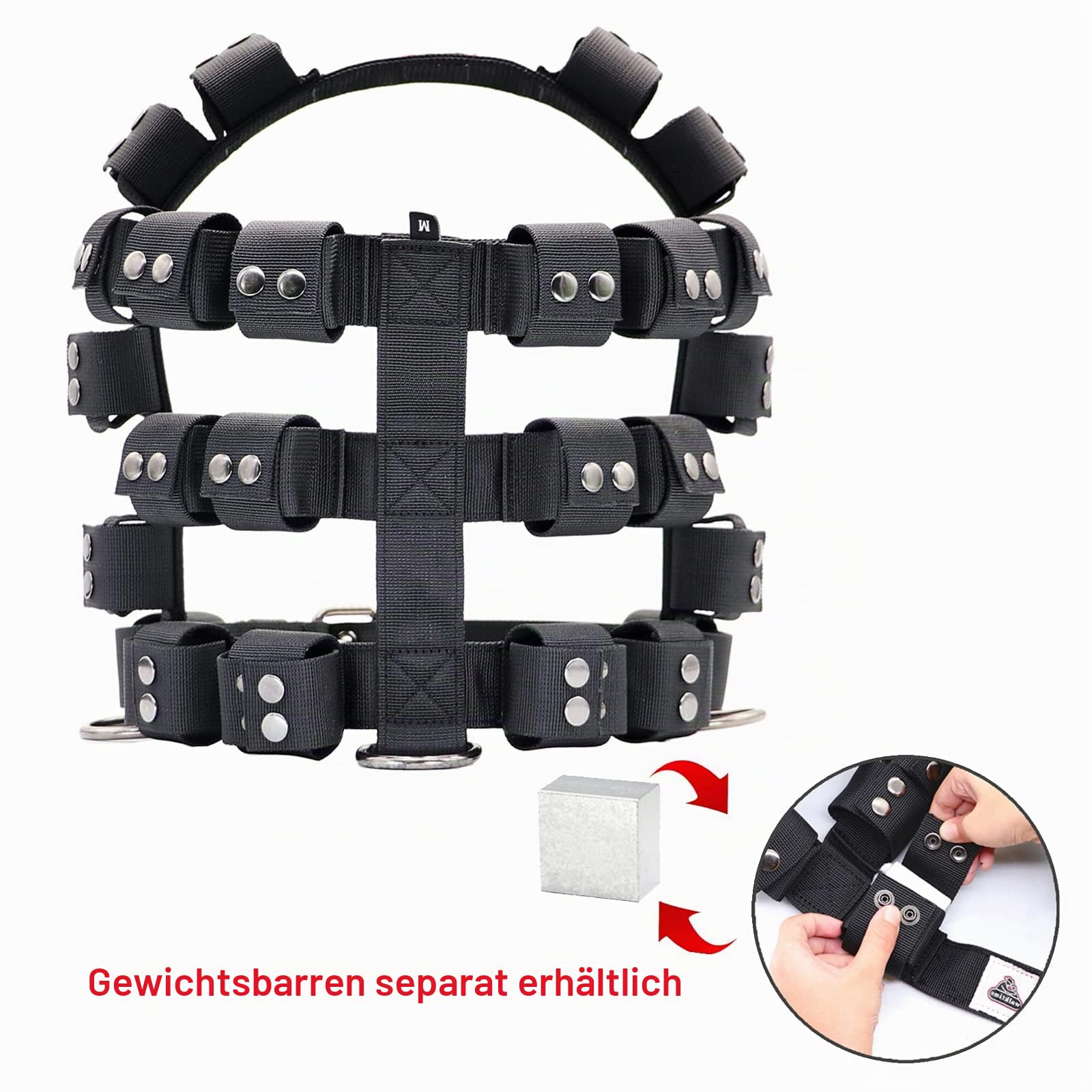 Hundegeschirr für Kleine Mittel Große Hunde No Pull, Hundegewichtsweste, Taktisches Hundegeschirr für Pit Bulls mit Taschen (Einstellbares Gewicht),Gewichtsverlust, Spazierengehen, Muskel