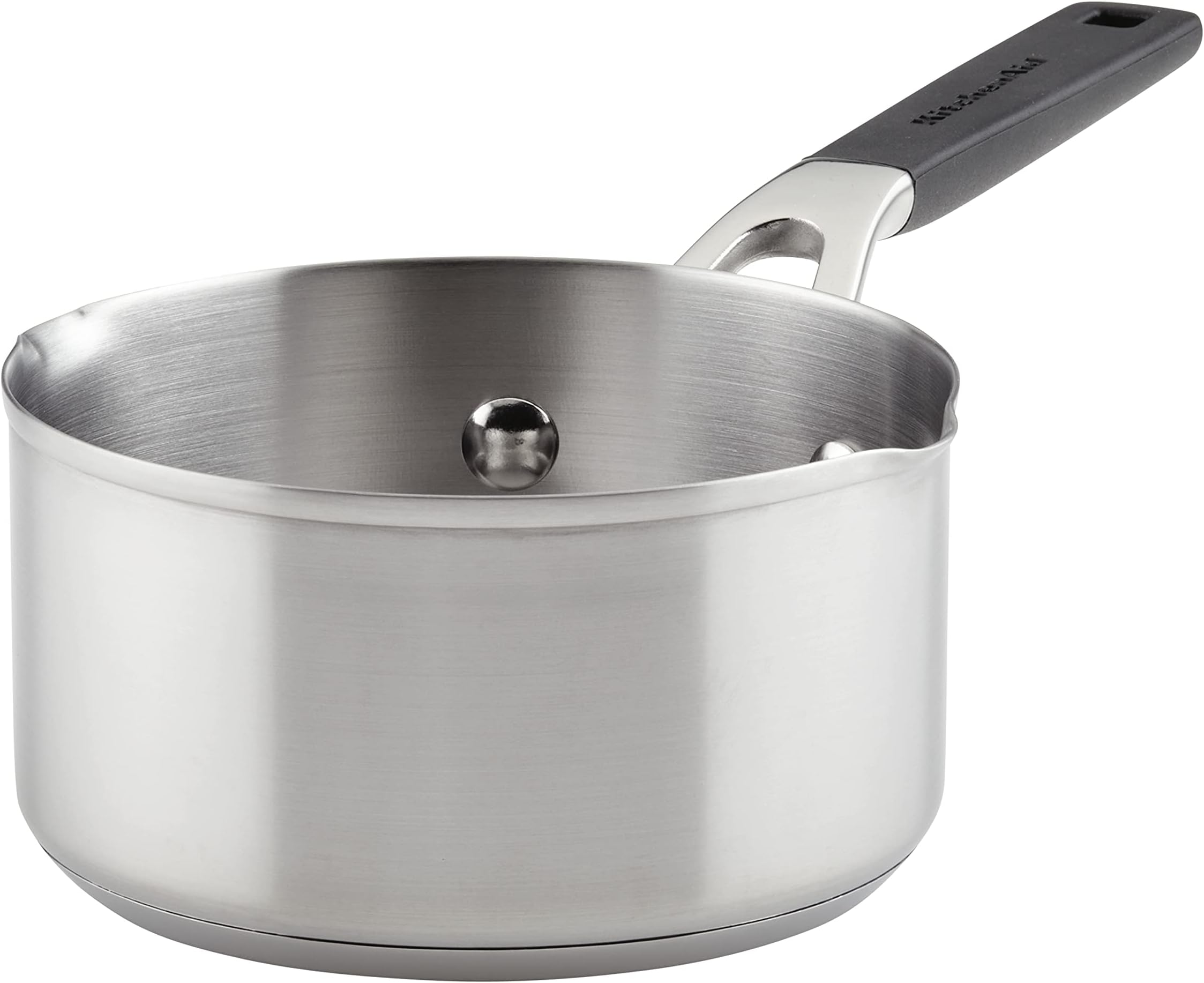 Saucepan with Pour Spouts, 1 Quart, Brushed Stainless Steel, 71018