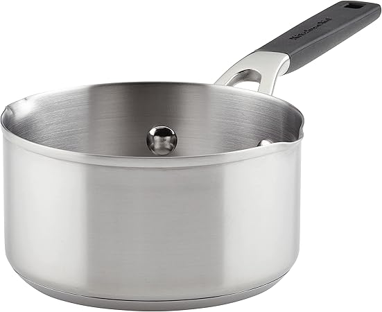 KitchenAid 71018 Stainless Steel Saucepan with Pour Spouts, 1 Quart