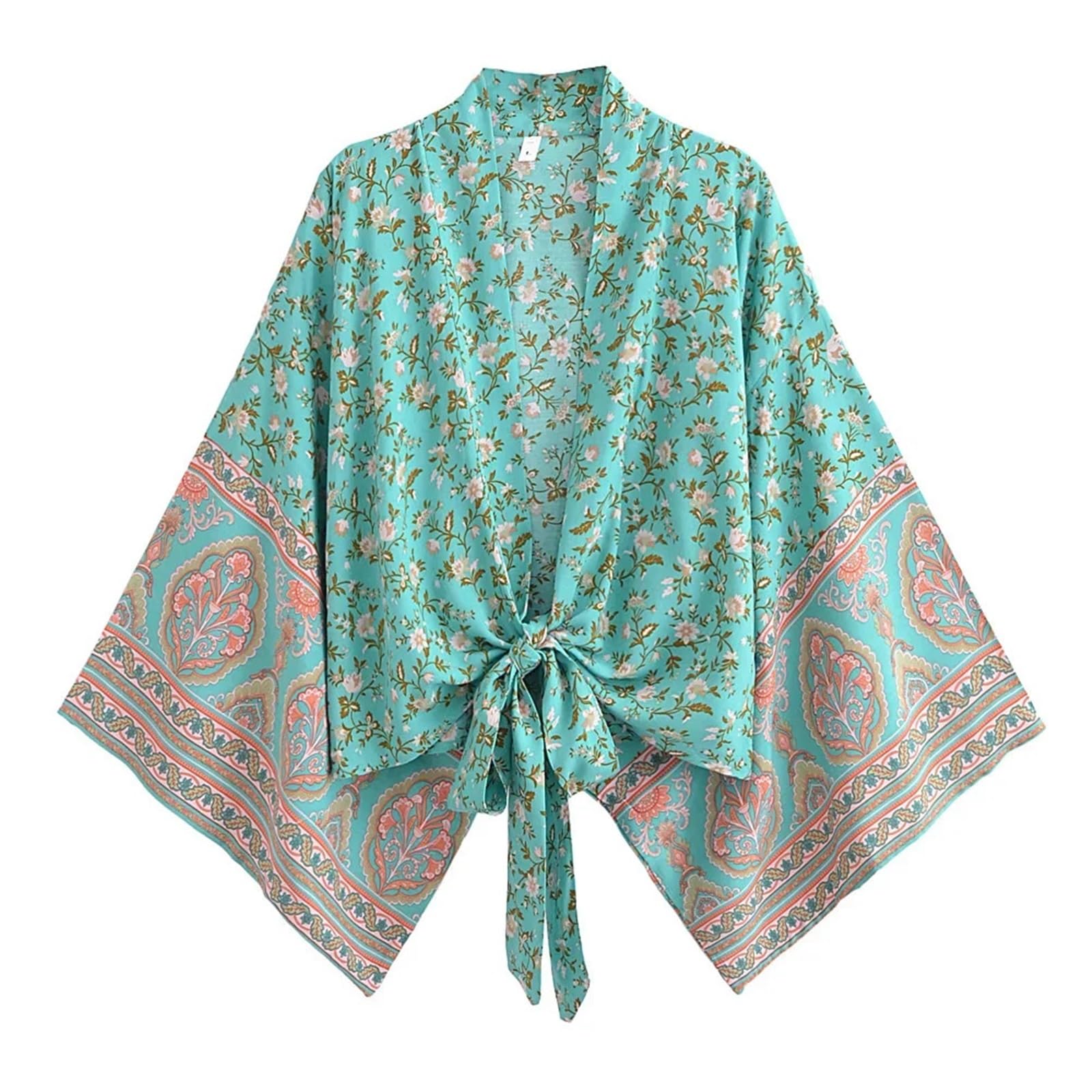Generisch Damski kostium kąpielowy, płaszcz, krótkie rękawy, sztuczny jedwab, moda plażowa, S/M/L/XL