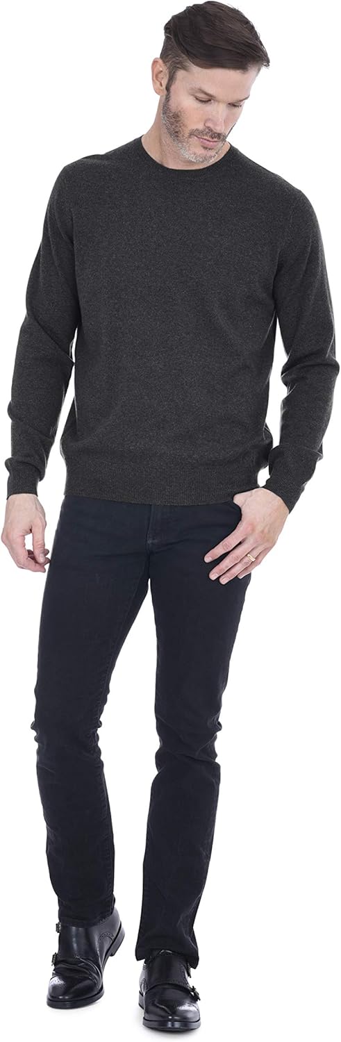 Cashmeren Men's Basic Crewneck Sweater 100% Pure Cashmere Long Sleeve Round Neck Pullover - Image 2