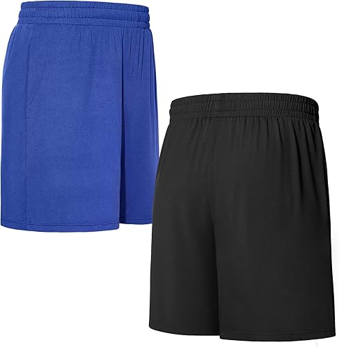 Miniatura 2 de Roadbox Pantalones cortos de entrenamiento para hombre, atléticos, gimnasio, correr, baloncesto, secado rápido, 7 pulgadas, con bolsillos, para