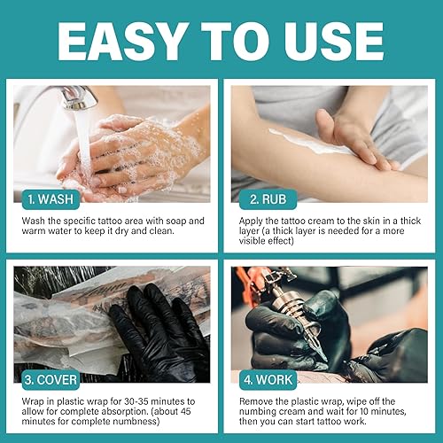 Miniatura 6 de ALSTEN Crema anestésica para tatuajes, 6-8 horas de crema anestésica sin dolor extra fuerte para tatuajes, depilación, microagujas, ingredientes