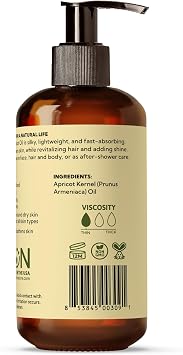 Best of Nature 100% Pure Apricot Kernel Oil Lightweight Unscented Massage & Body Oil for Skin, Face & Hair Carrier Oil for Essential Oils & Aromatherapy 8 fl oz