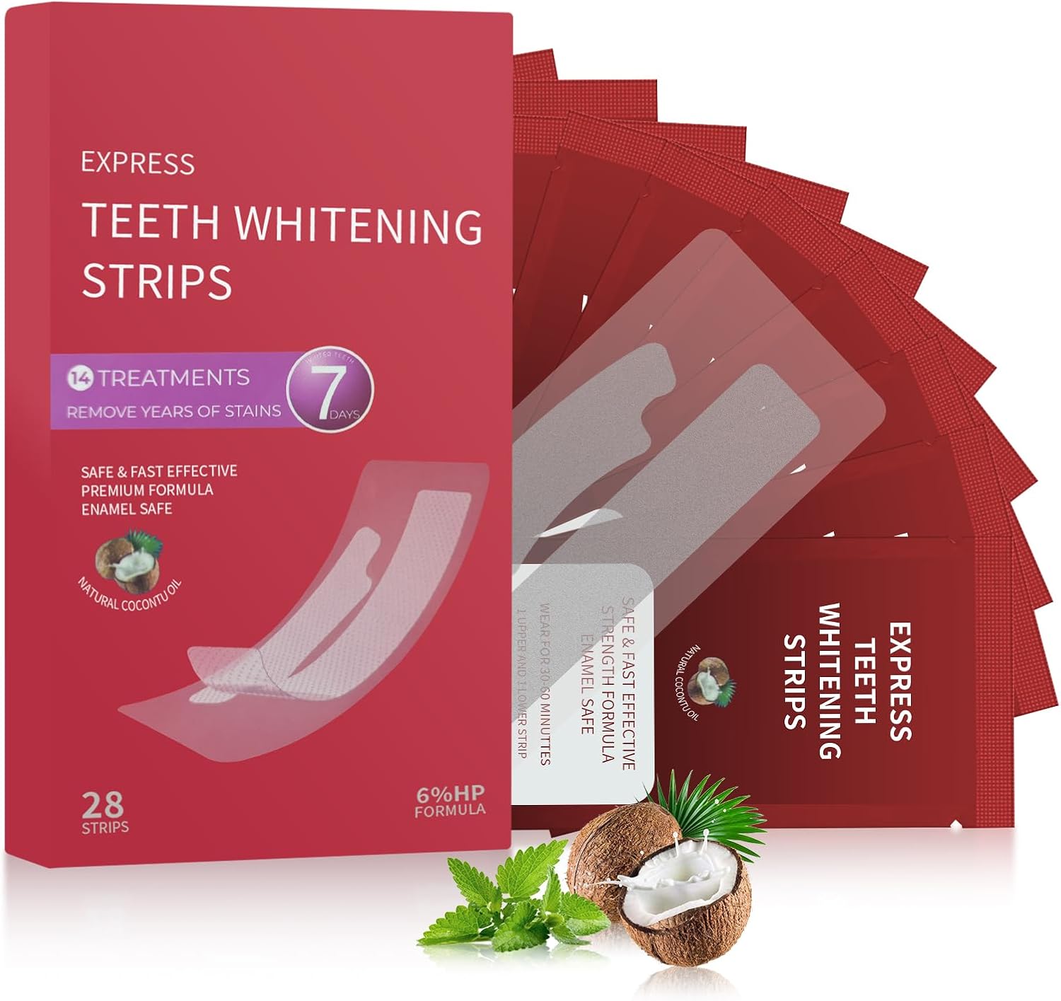 Teeth Whitening Strips 28 Stripes - 7 Days Whitening Sensitive Teeth whitening Strips, Peroxide Free, Enamel Safe, Teeth Whitening Without The Harm
