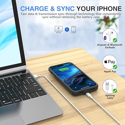 Miniatura 6 de GIN FOXI Funda de batería para iPhone 15 Pro Max15 Plus, 15 W de carga rápida real de 8000 mAh, funda de carga de batería ultradelgada, funda de
