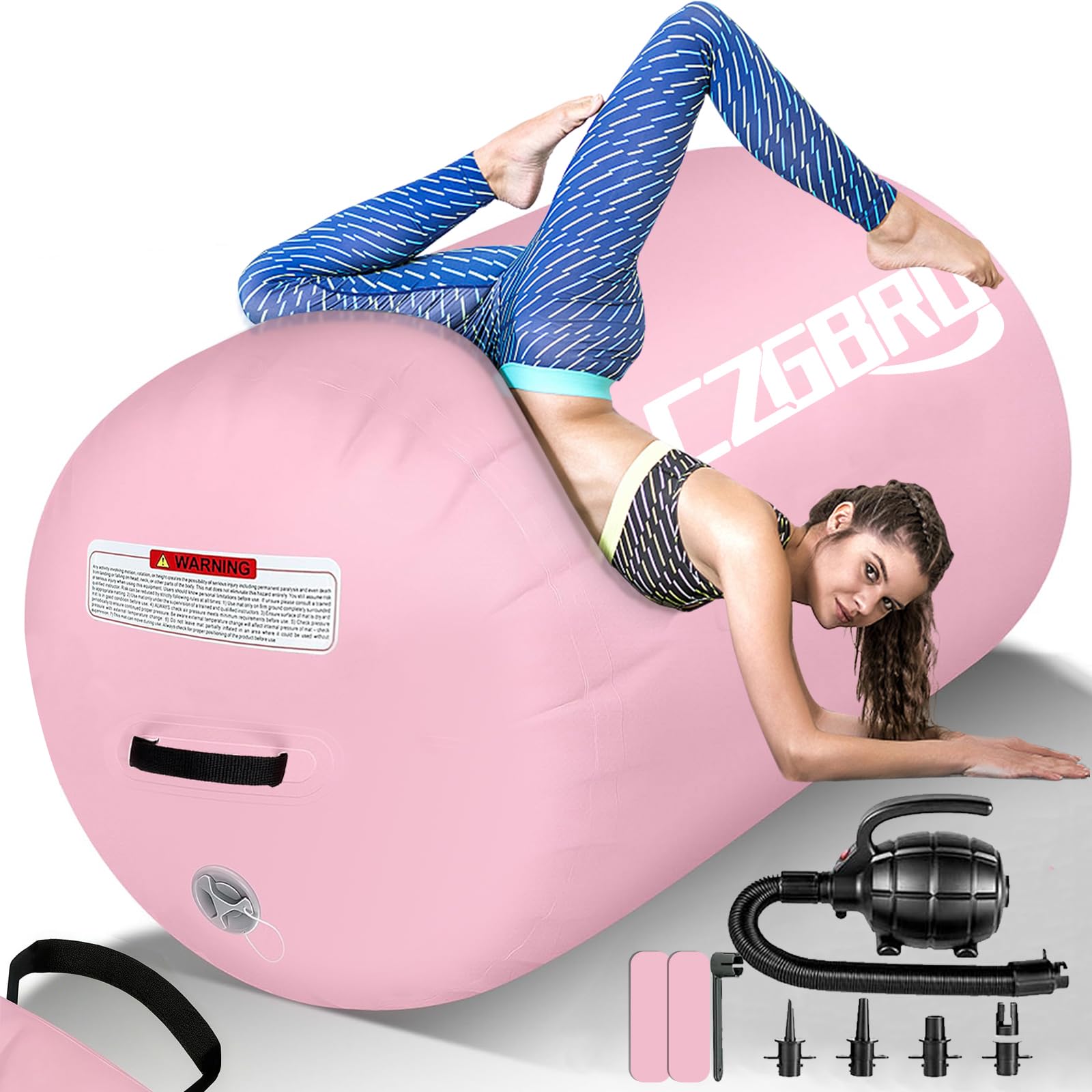 Photo 1 of **UNTESTED**
CZGBRO Gymnastics Barrel Air Roller with Pump, Inflatable Tumbling Equipment Air Mat Octagon Mat for Backhandspring Training Cheerleading Home Use(Light Pink,32 * 18inch)