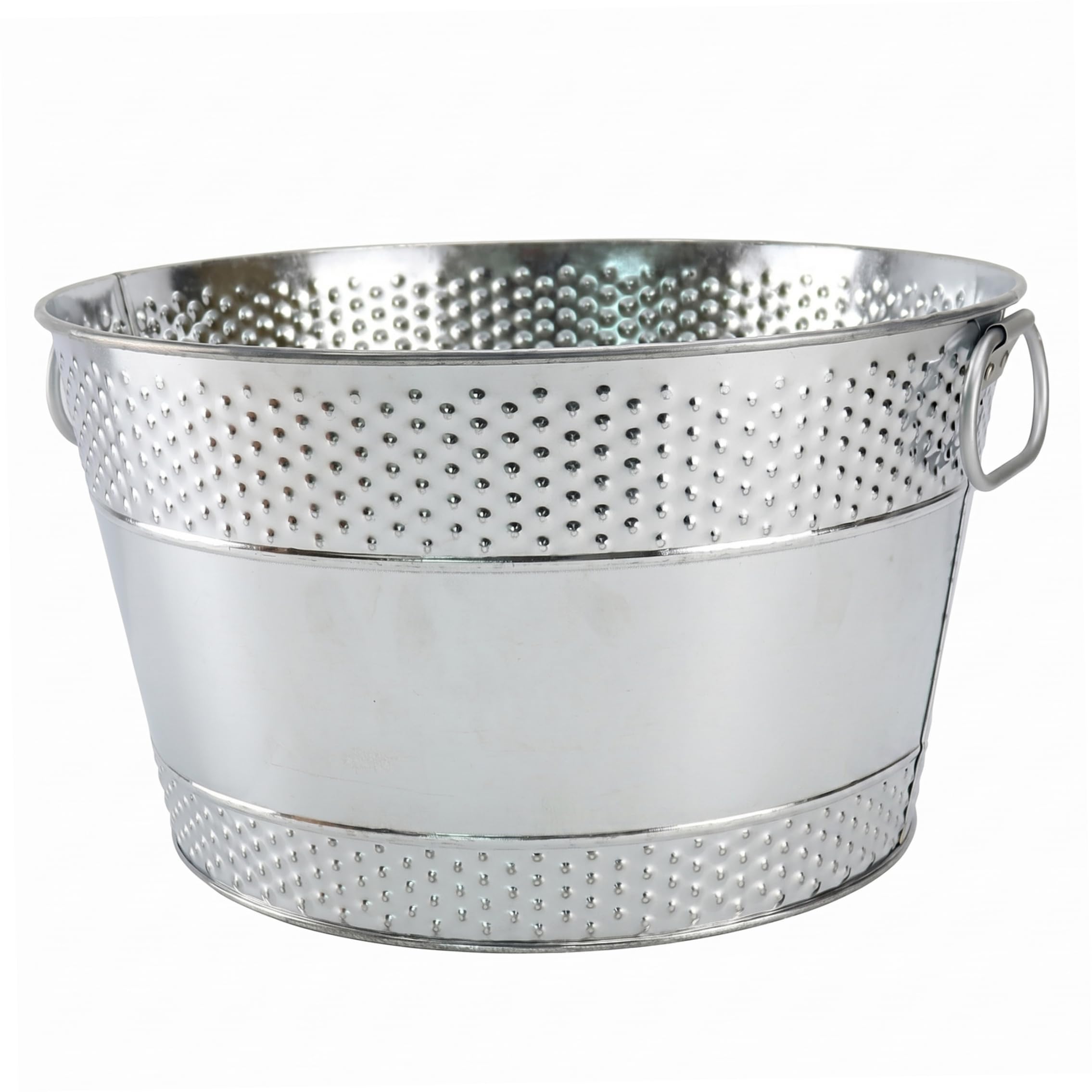 Whyzsjnclg Drink Buckets for Parties, 8L Thick Galvanized Tub Rust-Resistant Beverage Tub with Dual Handles for Indoor & Outdoor Party, Silver, Metal Drink Bucket