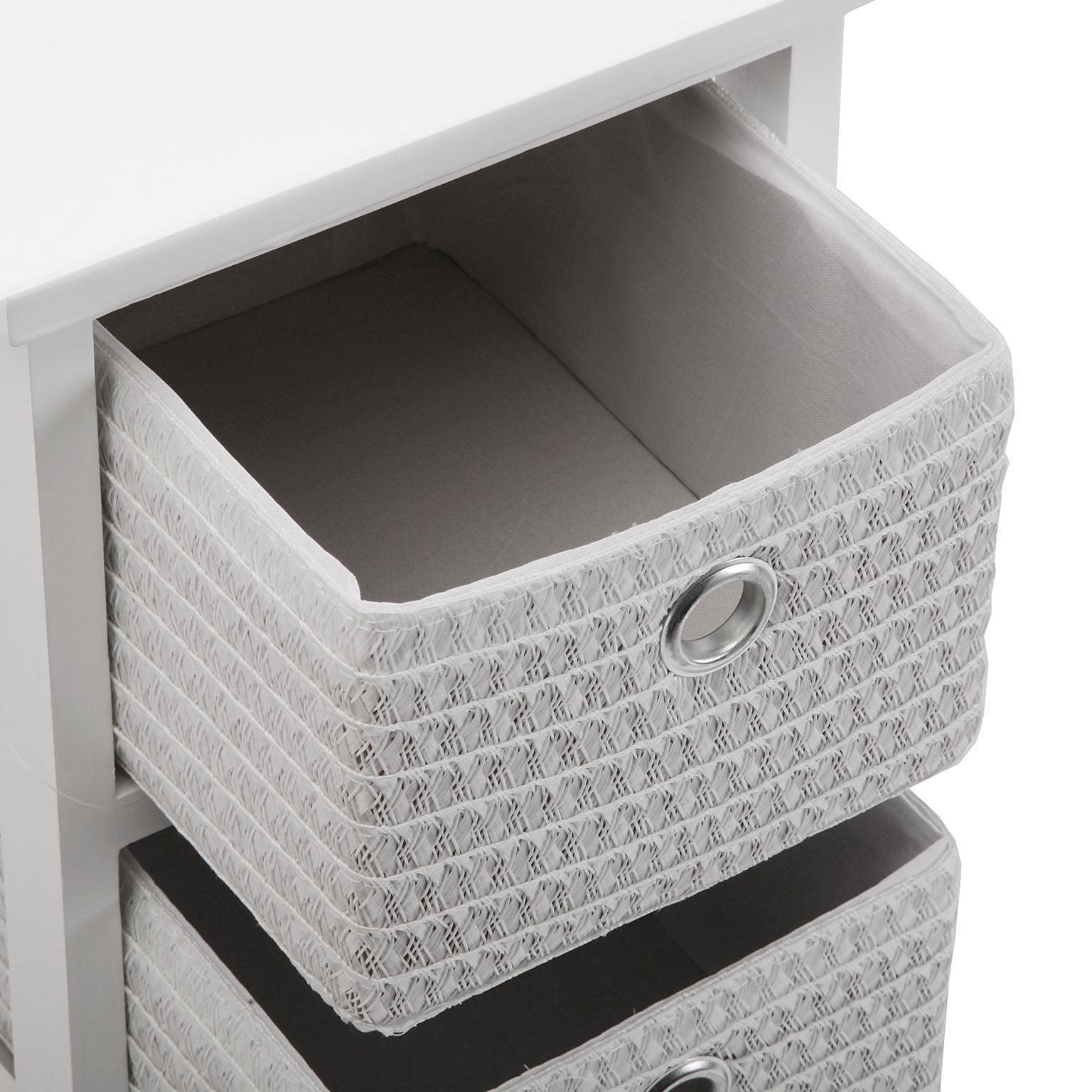 Versa Ohai Mueble para el Baño Auxiliar, Cajonera con 4 cajones para almacenaje, Medidas (Al x L x An) 72 x 30 x 25 cm, Madera, Color Blanco