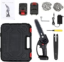 yeacher Mini motosserra 6 polegadas pequena motosserra elétrica sem fio motosserra com bateria 2 * 24V motosserra portátil com 2 cadeias de substituição Pequena motosserra portátil