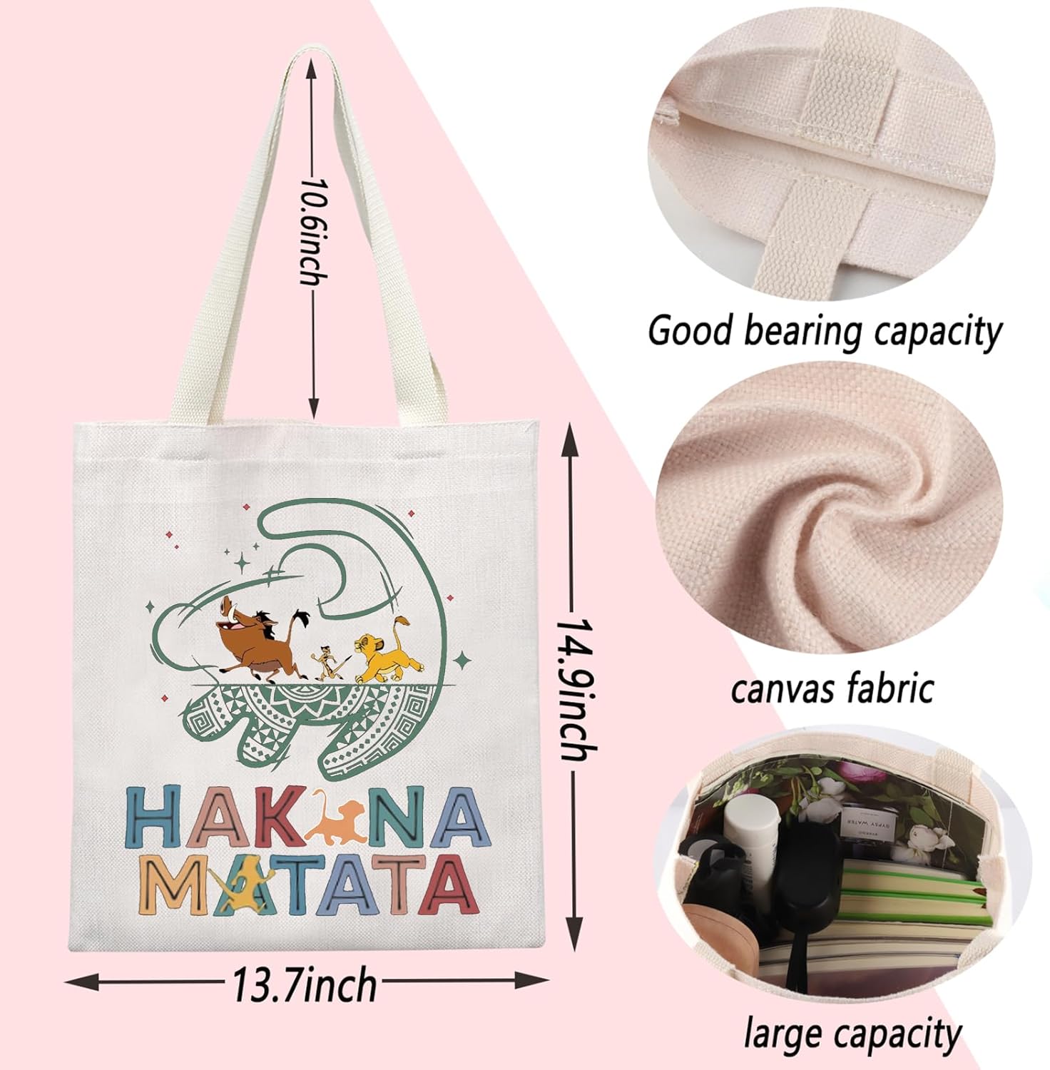 ENSIANTH Cartoon Inspire Gift Lion lover Tote Bag Animal Kingdom Gift Cartoon Fans Handbag Animal King Movie Merch (ta lion bag), Large - Image 4