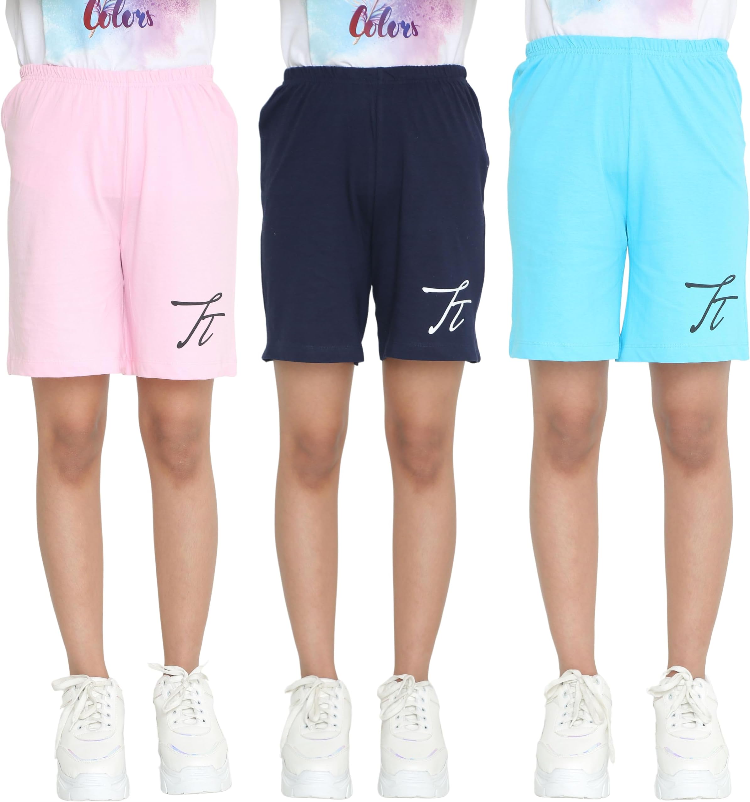TotzTouch Shorts for Kids Girls Pack of 3 | Summer Cotton Shorts| Kids Casual Cycling Shorts