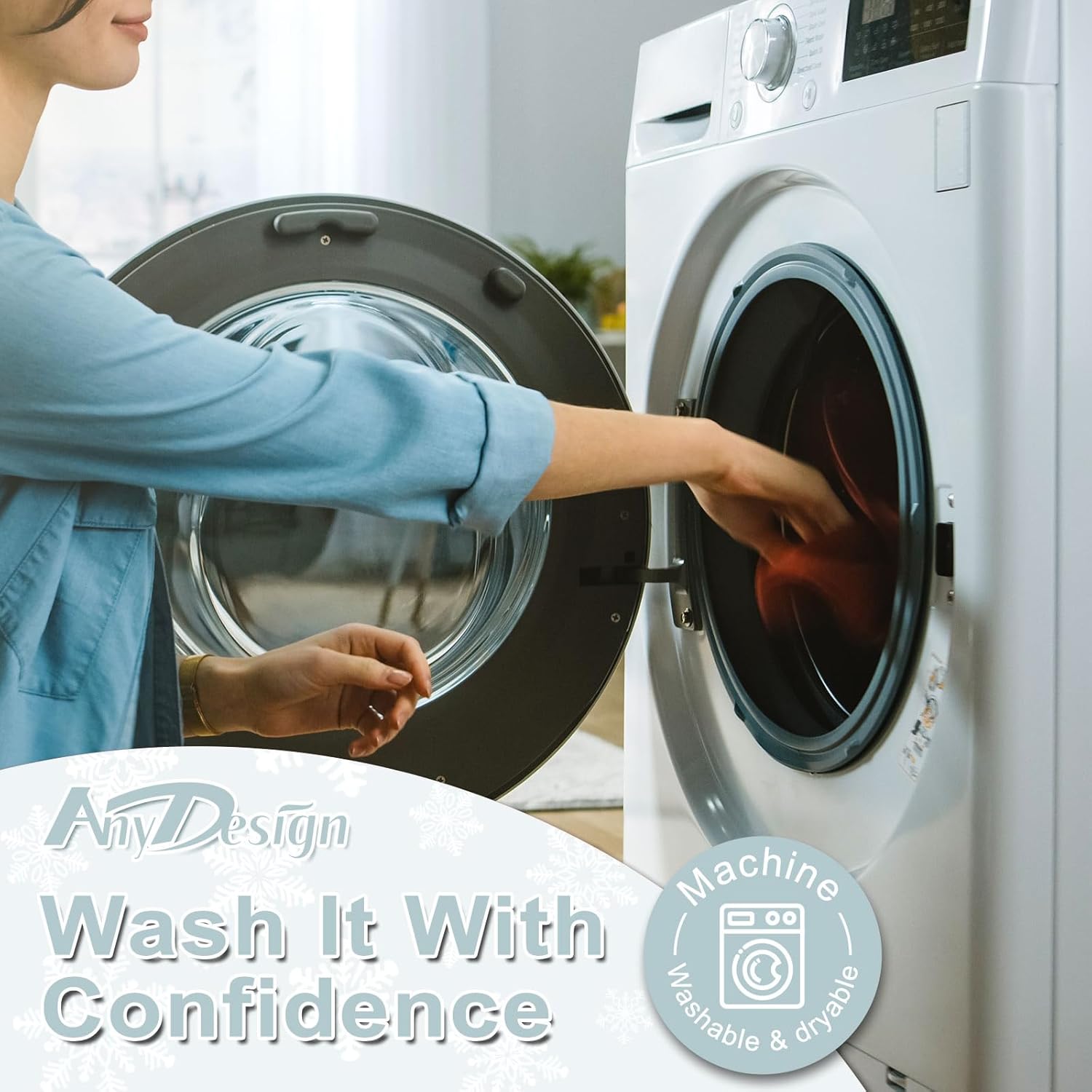 Winter Kitchen Towel 18 x 28 Inch Blue Christmas Snowflake Dishcloth Xmas Seasonal Hand Drying Tea Towel for Cooking Baking Cleaning Wiping, 2Pcs - Image 3